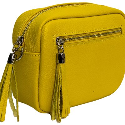 Sac pour appareil photo en cuir jaune canari