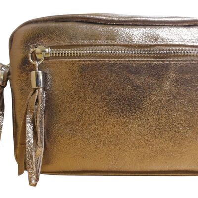 Sac photo en cuir bronze métallisé