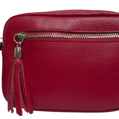 Sac photo en cuir rouge