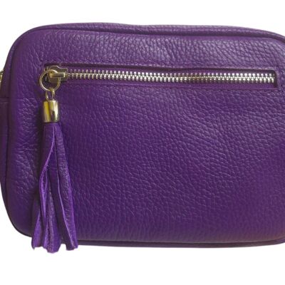 Sac photo en cuir violet