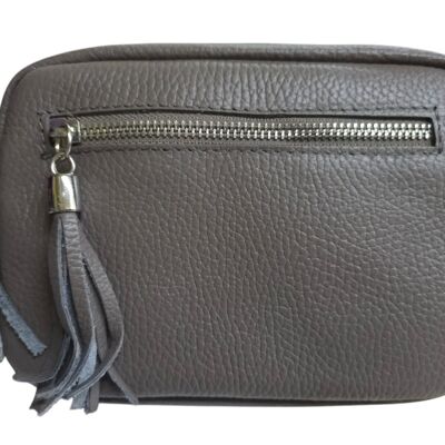 Sac photo en cuir gris