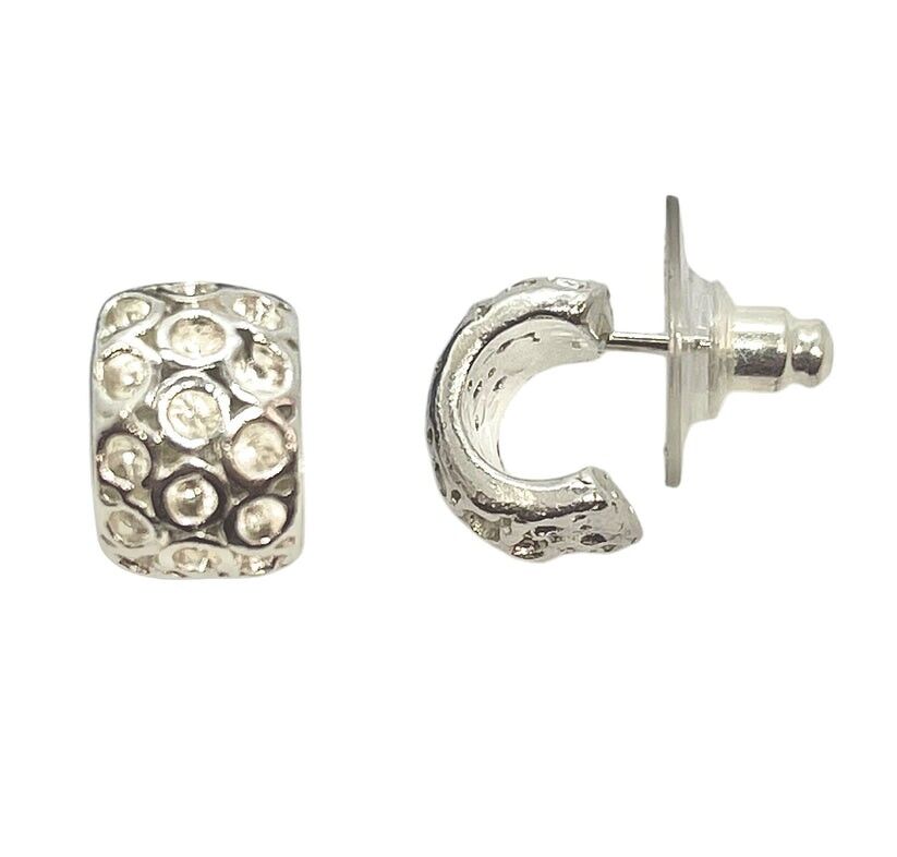 Orecchino a cerchio mezzo mini a pois in argento 10µ