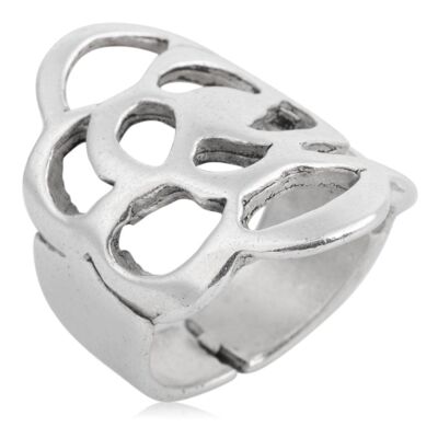 Bague nid d'abeille en argent 10µ rond.T16