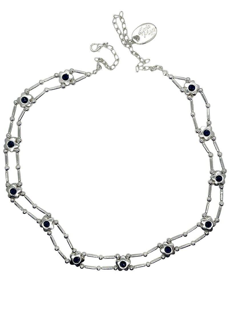 Girocollo a fiore Sw in argento blu 10µ