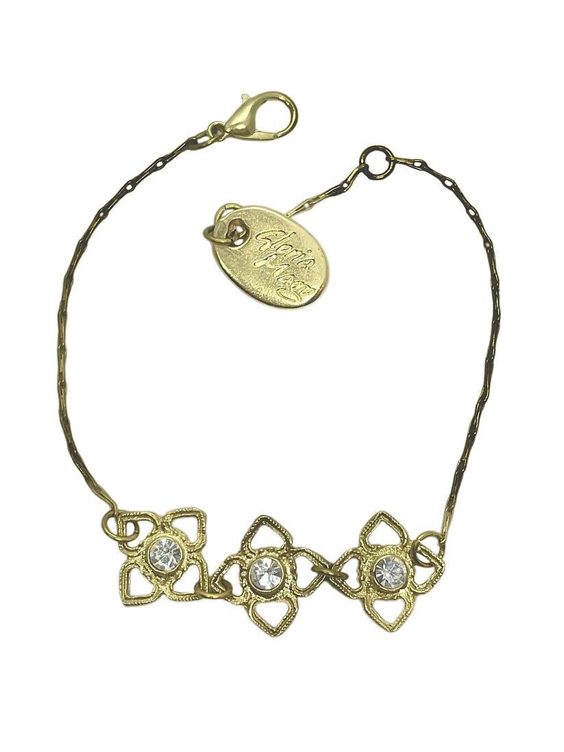 Bracciale Mismy in oro Tre fiori e cristallo colore SW