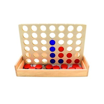 Jeu 4 En Ligne en Bois Pour Enfants et Adultes Dès 6 Ans Jeu De Société Stratégique Ludique Et Éducatif Facile À Transporter