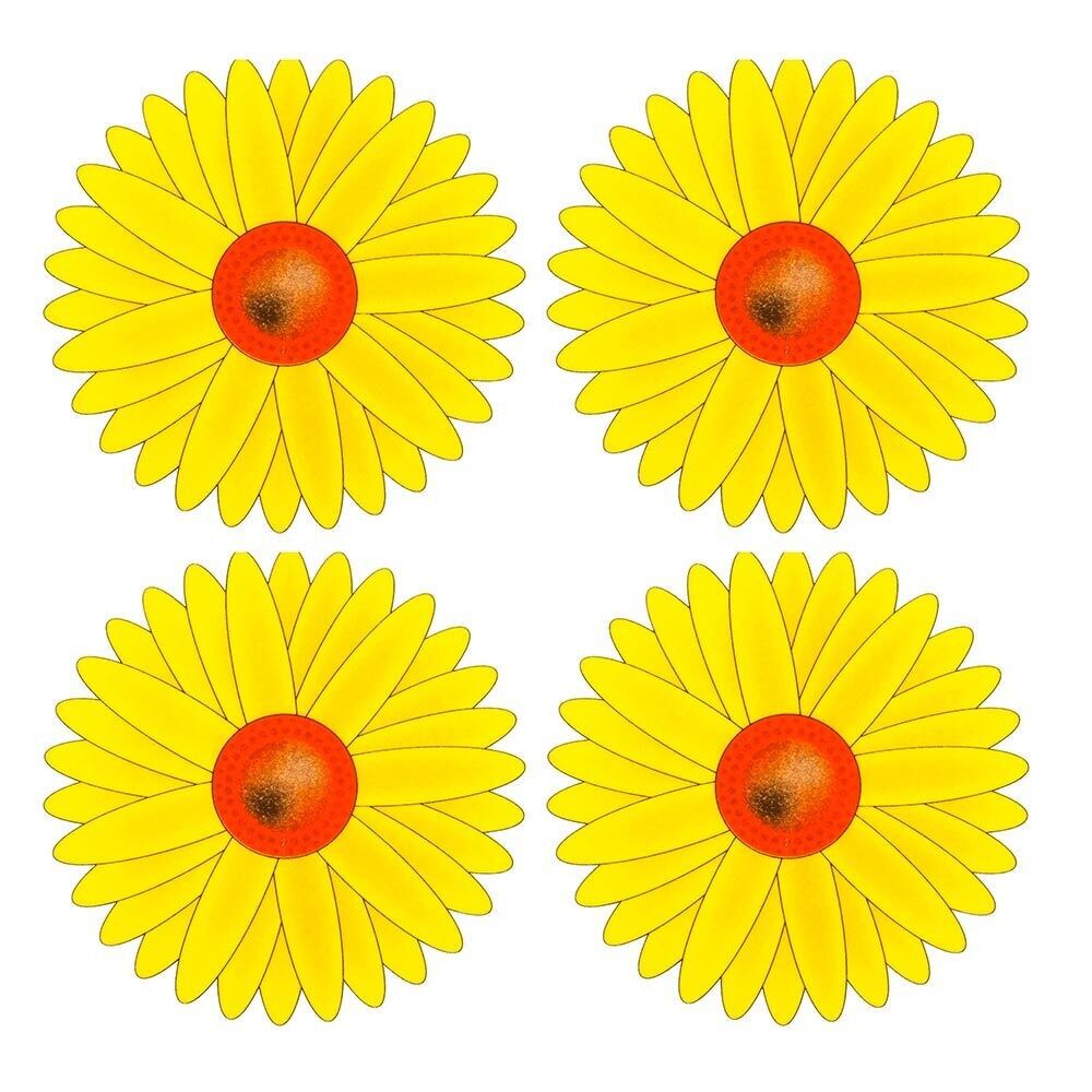 Sonnenblumen-Fliegenabwehr-Aufkleber – 4 Stück, für den Innenbereich, ungiftig
