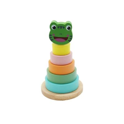 Torre de apilamiento de madera para bebés Montessori y juguete de motricidad fina con modelo de animal aleatorio - A partir de 1 año