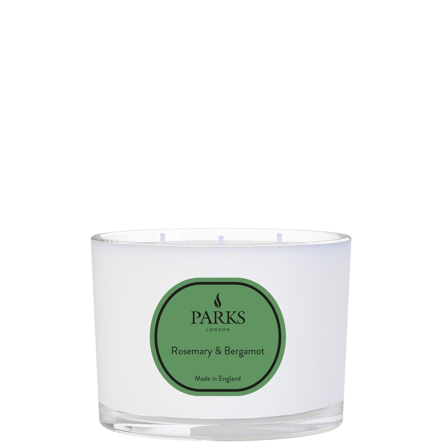 Candela a 3 stoppini, 350 g, aromaterapia vintage, rosmarino e bergamotto