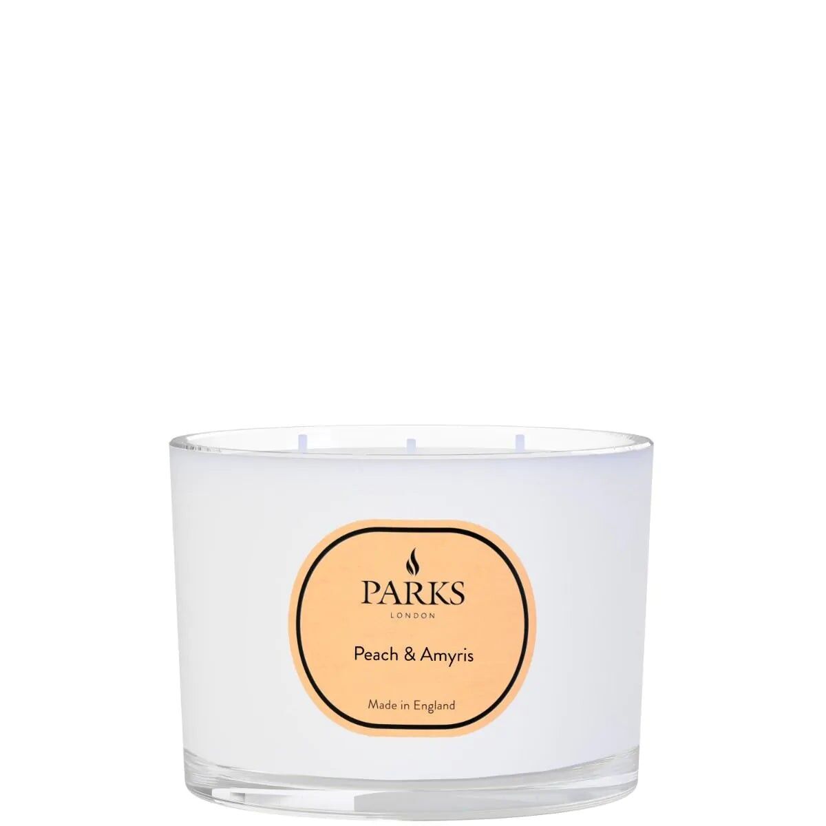 Candela a 3 stoppini, 350 g, aromaterapia vintage, pesca e amyris