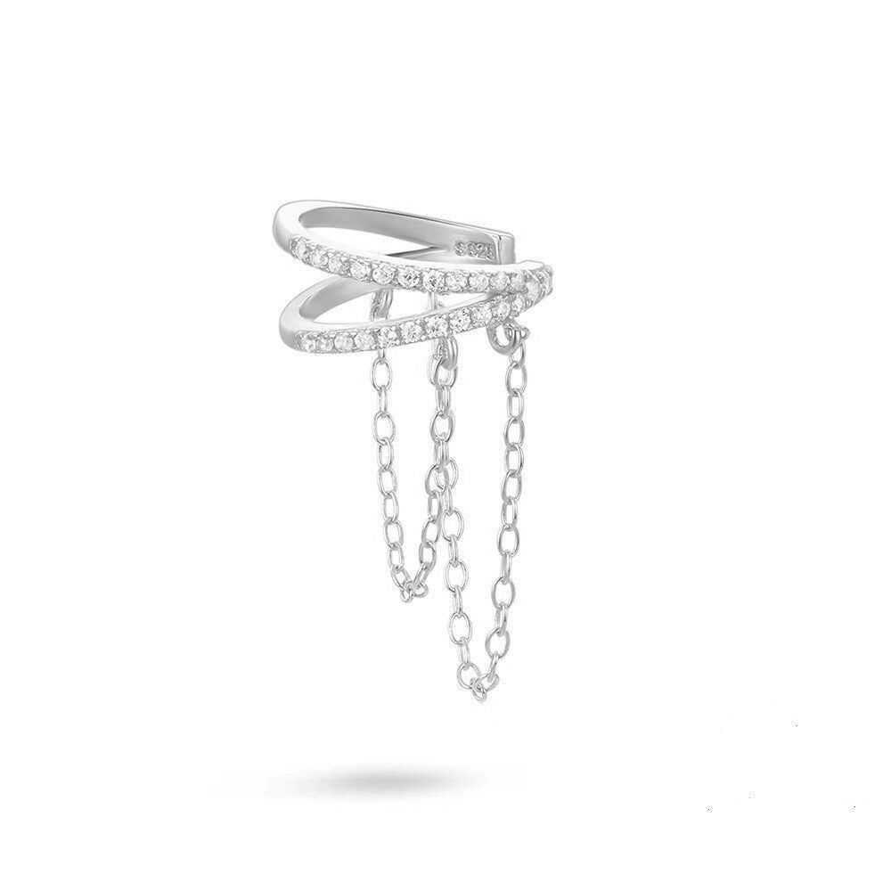 Orecchino a polsino con doppia catena