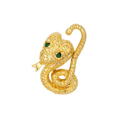 Broche vintage de serpiente dorada