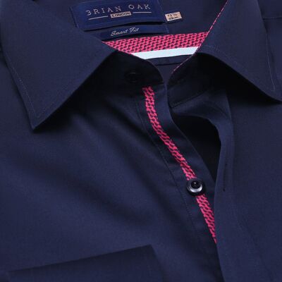 Camicia da abito in raso blu navy