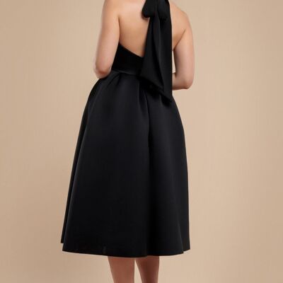 Robe trapèze plissée à col licou contrasté Goddiva DR4630