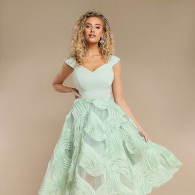 Vestido midi Goddiva de gasa texturizada y neopreno DR4549