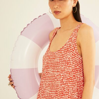 Easy Sleeveless Red & White Dress