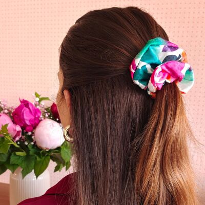 Coletero MAELYS / poliéster estampado floral rosa turquesa pato naranja
