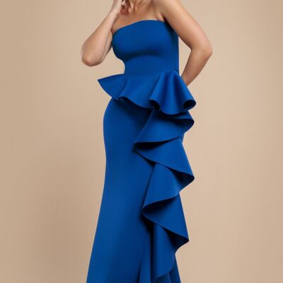 Robe longue à volants et basque Goddiva Boobtube DR4738
