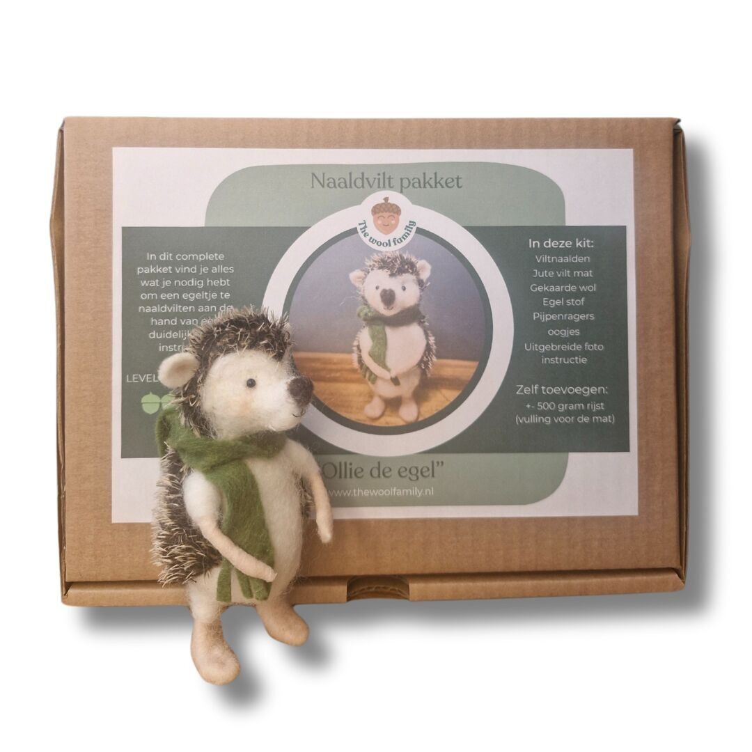 Needle Felting Starter kit - Ollie de egel - Includes wool & instructions