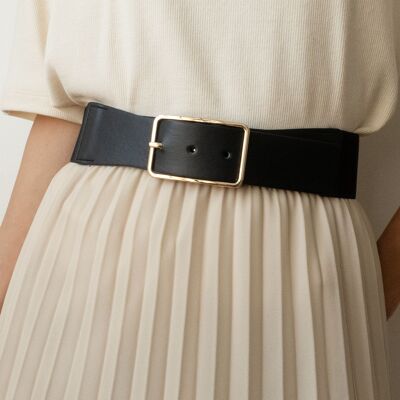 Ceinture femme large en élastique avec boucle dorée CF862
