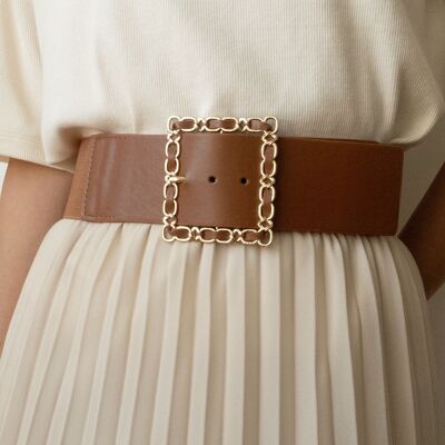 Ceinture large élastique boucle dorée CF847