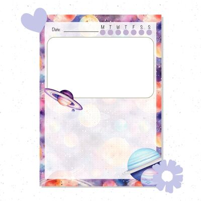 Galaxy and Planets A6 Notepad – Aesthetic Stationery for Journaling, Planning & To-Do Lists (Copy)