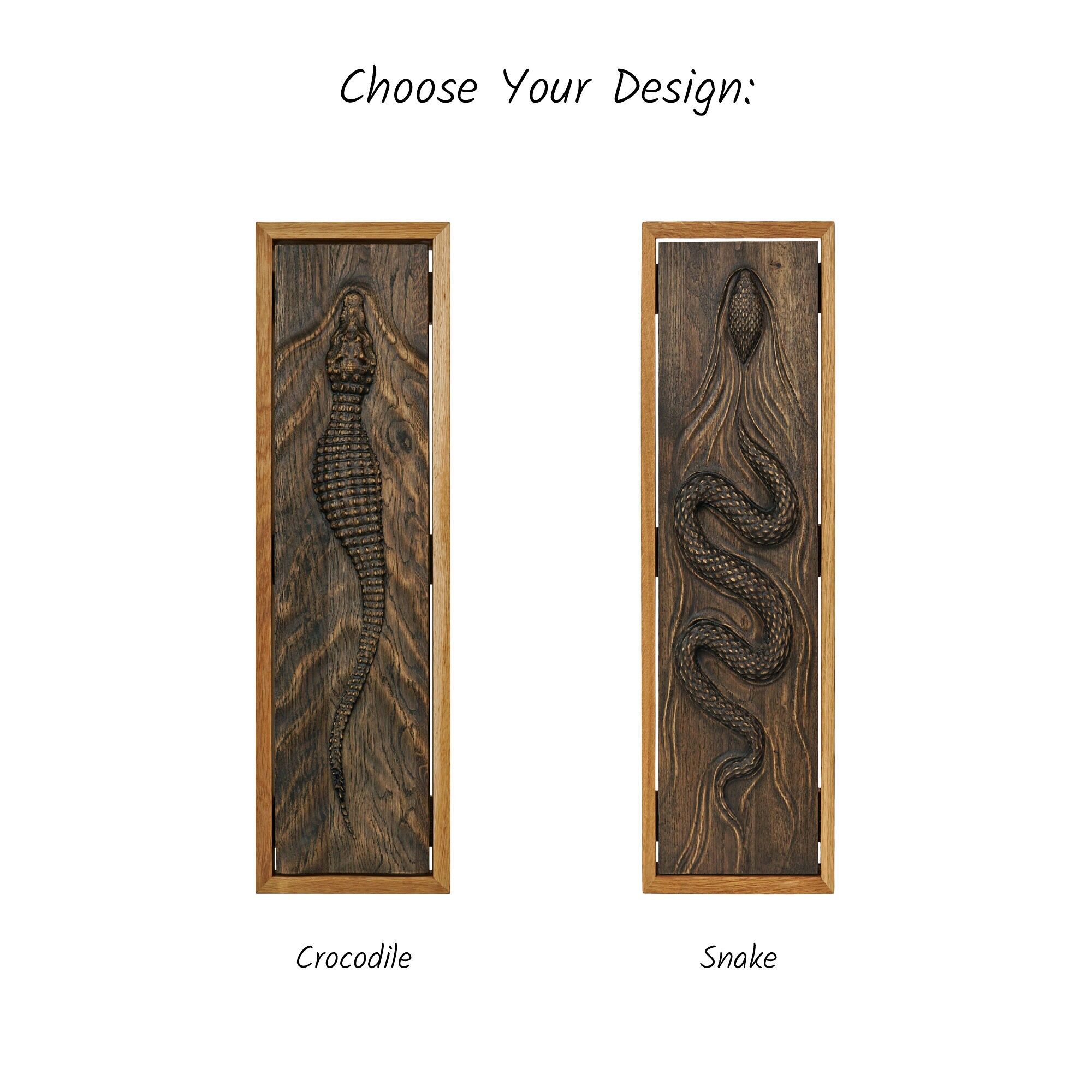 Handmade 3D Wooden Crocodile Wall Sculpture, Rustic Animal Wall Decor, Unique Carved Wood Art Gift