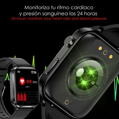 Montre intelligente F100 avec thérapie laser à double sonde. Moniteur d'O2, tension artérielle et thermomètre. Différents modes sportifs.
