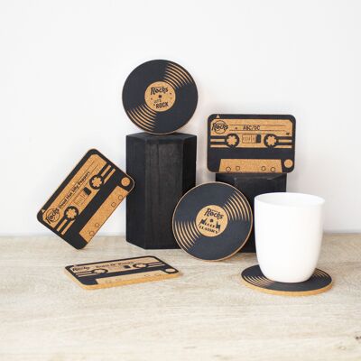 Juego de 6 posavasos de corcho Rocks