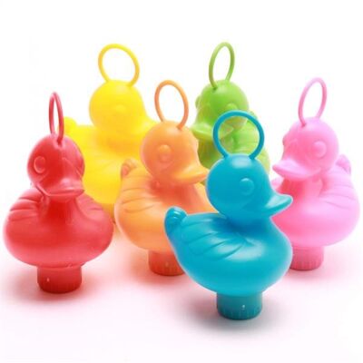Cañas de pescar para patos de 11 cm, juego de 6 patitos de goma de colores arcoíris