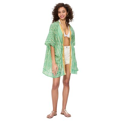 MID-LENGTH SHORT-SLEEVED SUMMER KIMONO KIM8504D