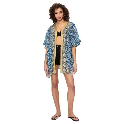 MID-LENGTH SHORT-SLEEVED SUMMER KIMONO KIM8504G