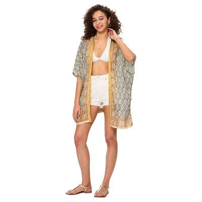 MID-LENGTH SHORT-SLEEVED SUMMER KIMONO KIM8504H
