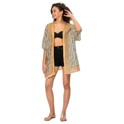 MID-LENGTH SHORT-SLEEVED SUMMER KIMONO KIM8504J