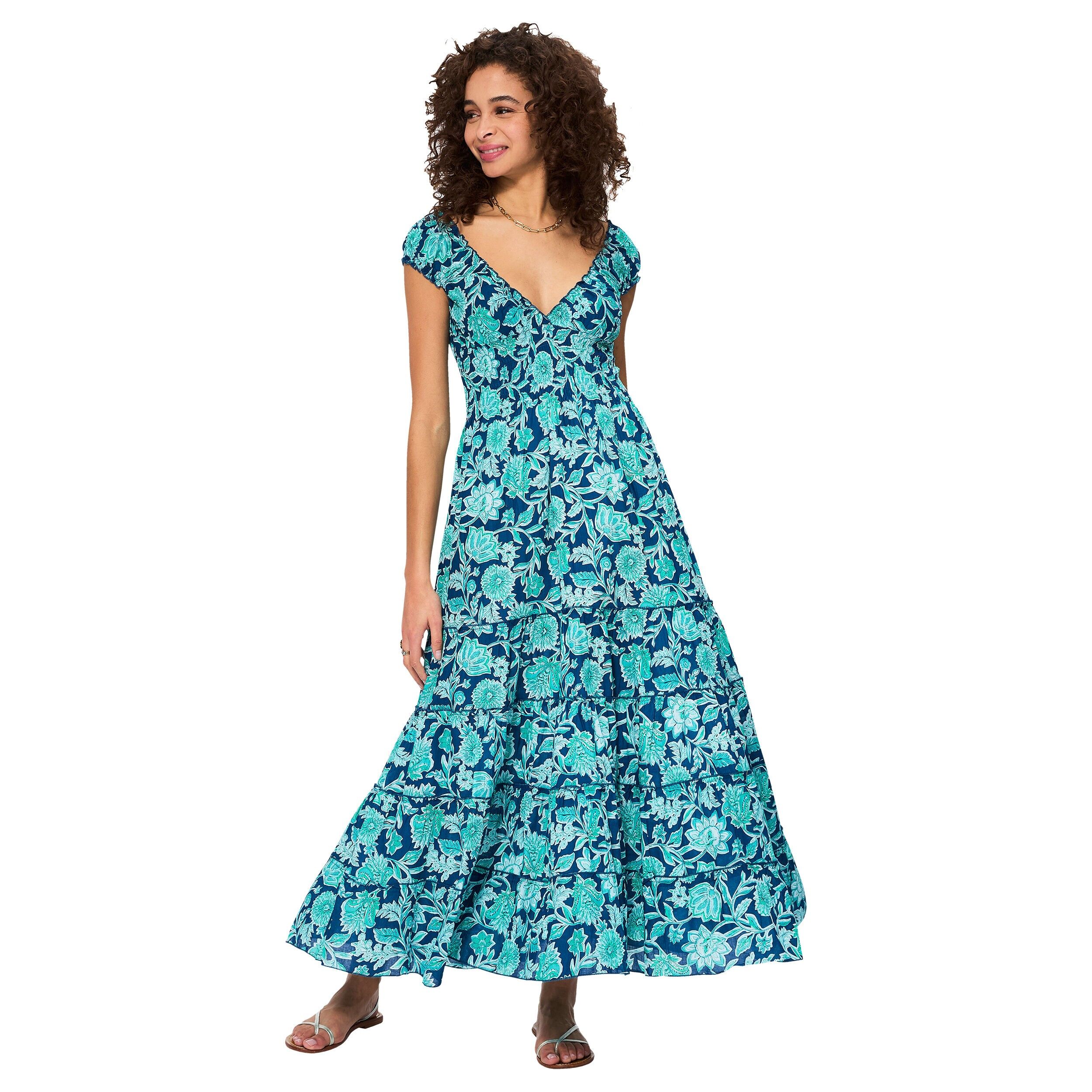 ROBE ETE LONGUE MANCHES COURTES MAXI8043H