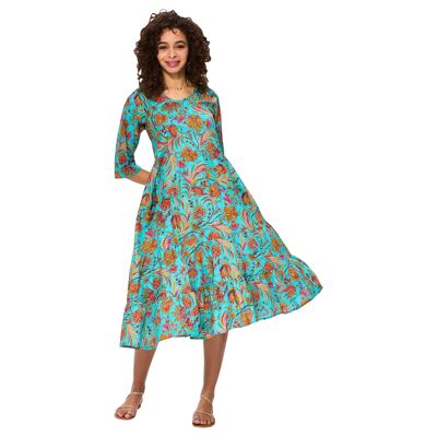 MID-LENGTH SUMMER DRESS WITH 3/4 SLEEVES MAXI8045B