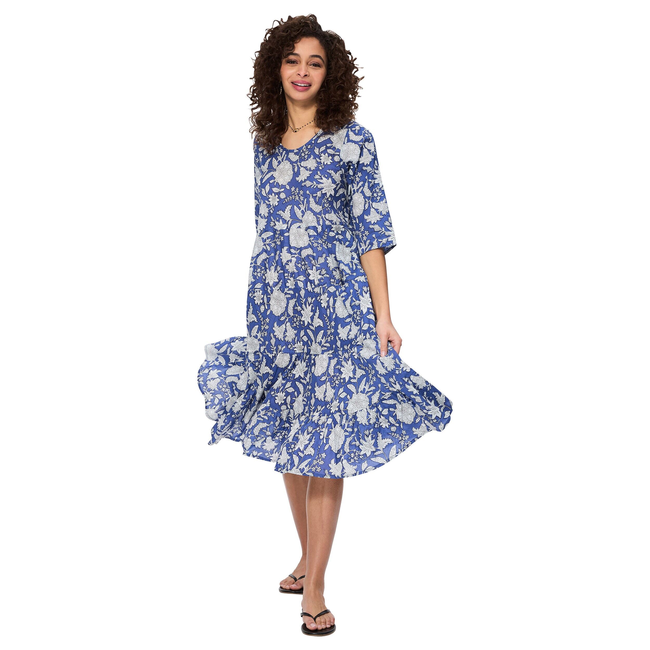 MITTELLANGES SOMMERKLEID MIT 3/4-ÄRMELN MAXI8045F