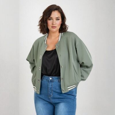 Chaqueta de peluche verde de talla grande (C6530/KAKI)