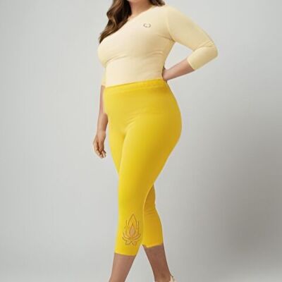 Leggings cortos de talla grande con estampado amarillo (B210-AMARILLO)