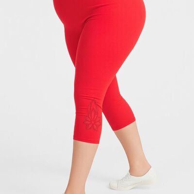 Leggings cortos de talla grande con estampado naranja (B210)