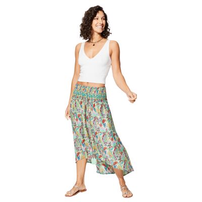 FALDA DE VERANO ASIMÉTRICA DE CUELLO ALTO Y BAJO JIP0051C