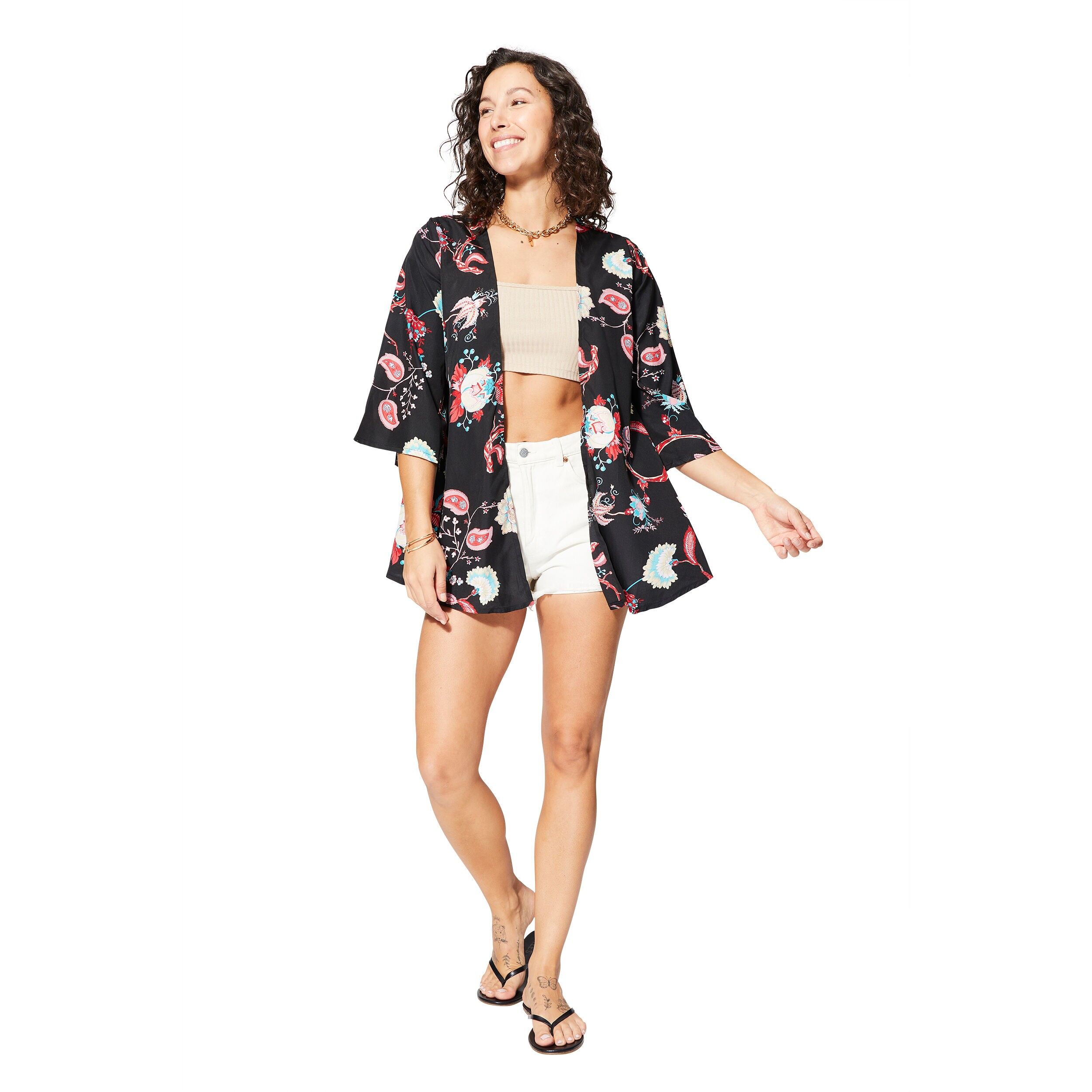 KURZER SOMMERKIMONO 3/4 ÄRMEL KIMIP4000M