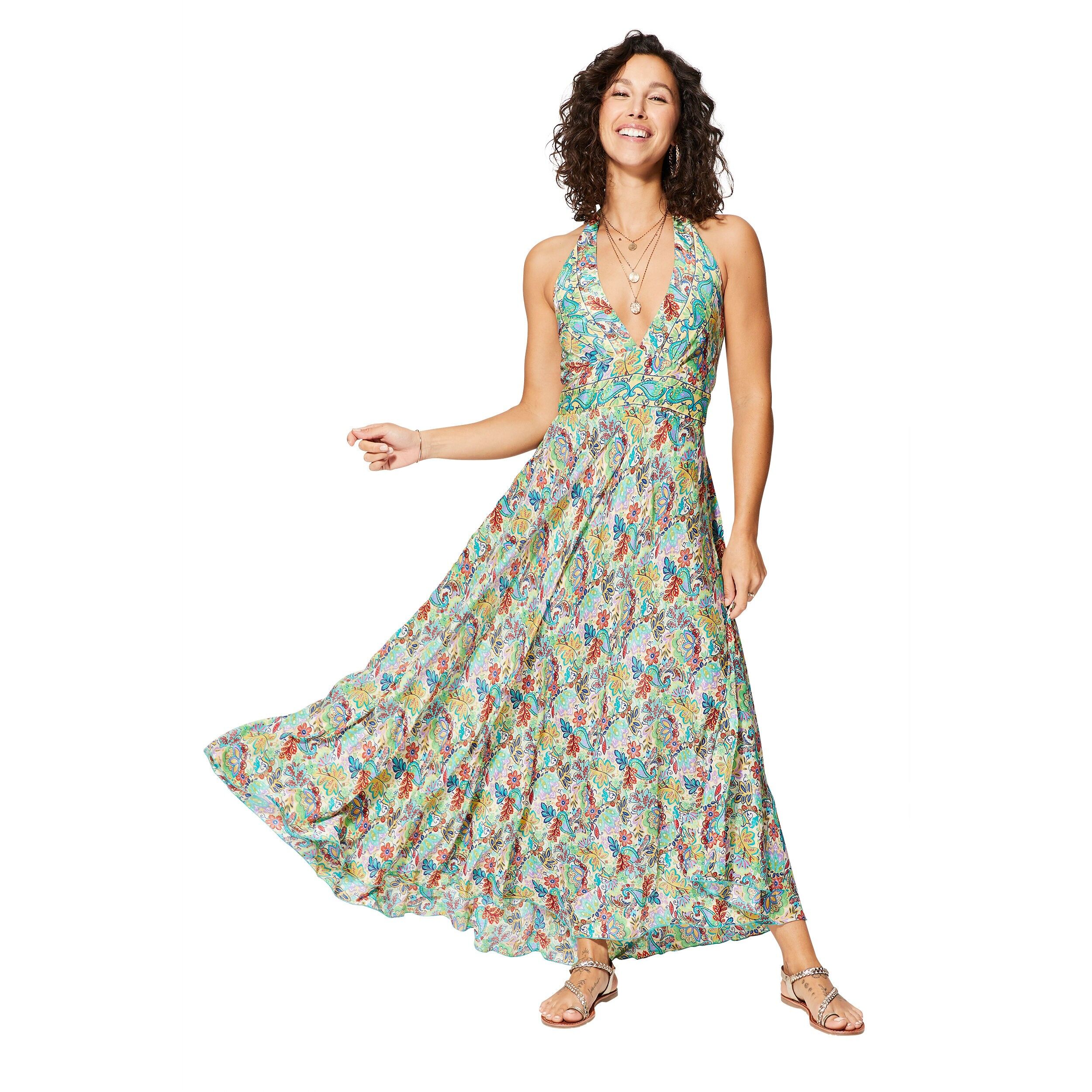 MAXIPA0644O LANGES RÜCKENFREIES SOMMERKLEID