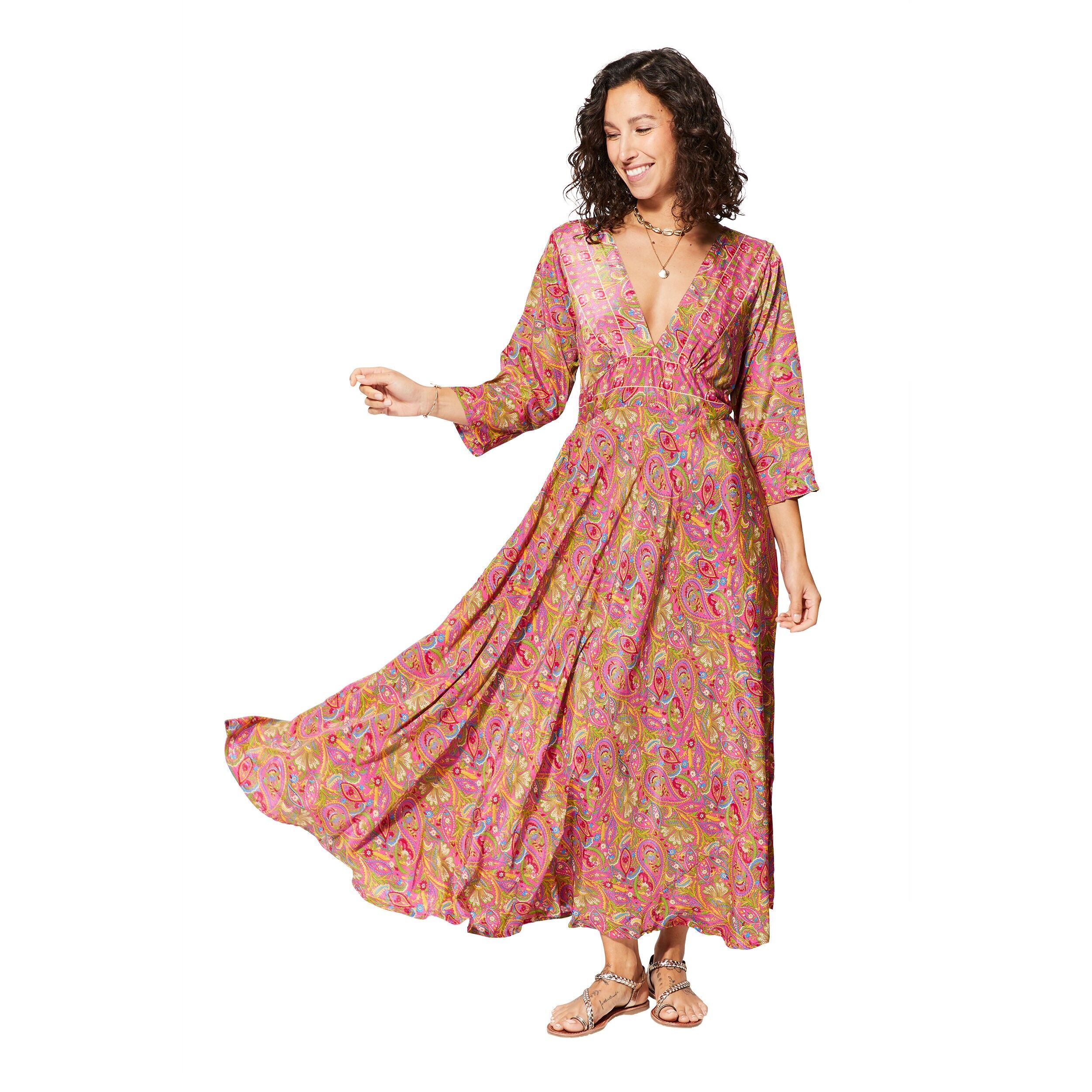 LANGES SOMMERKLEID MIT 3/4-ÄRMELN MAXIPA0664C