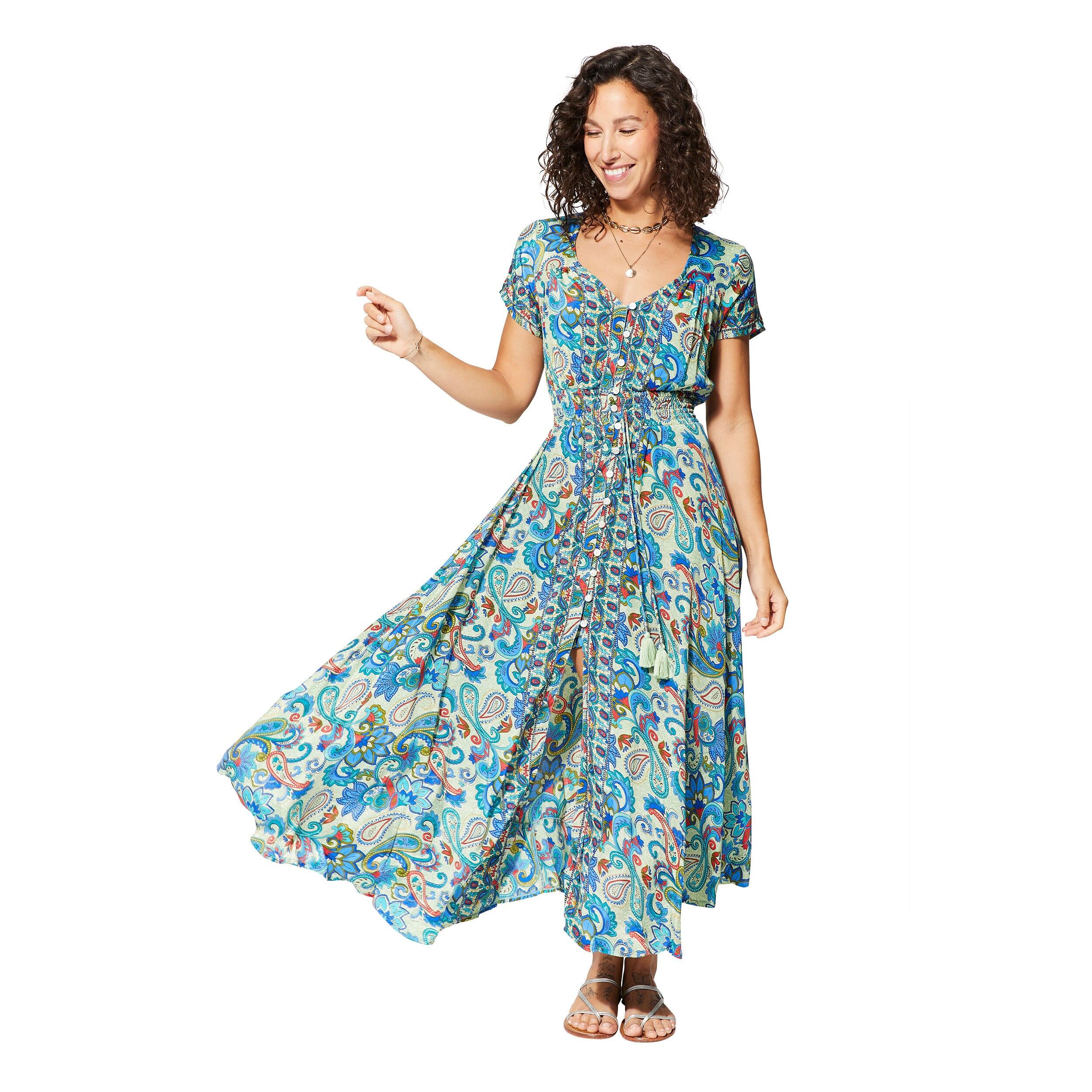 ROBE ETE LONGUE MANCHES COURTES MAXIPA0662E