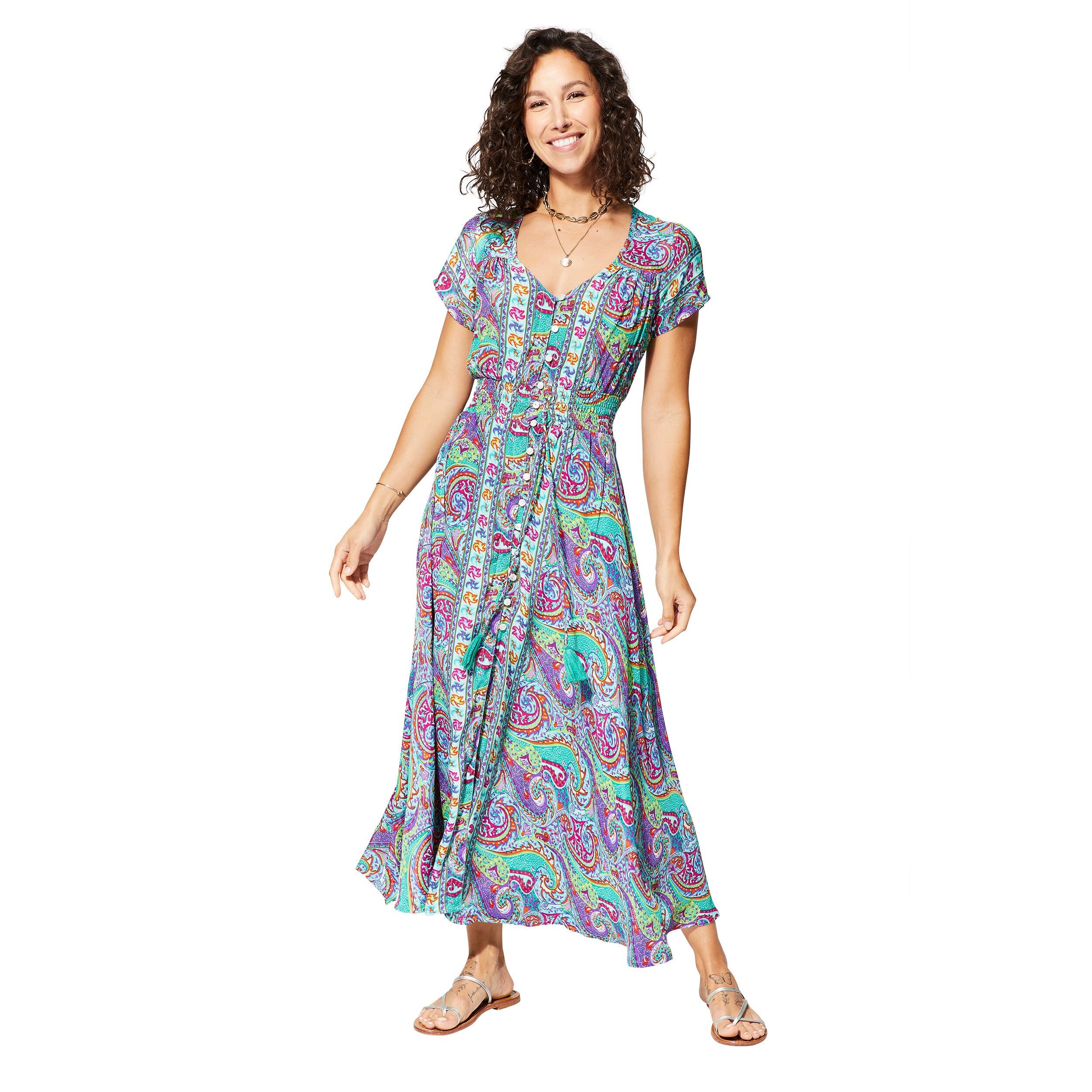 MAXIPA0662D LANGES KURZARM-SOMMERKLEID