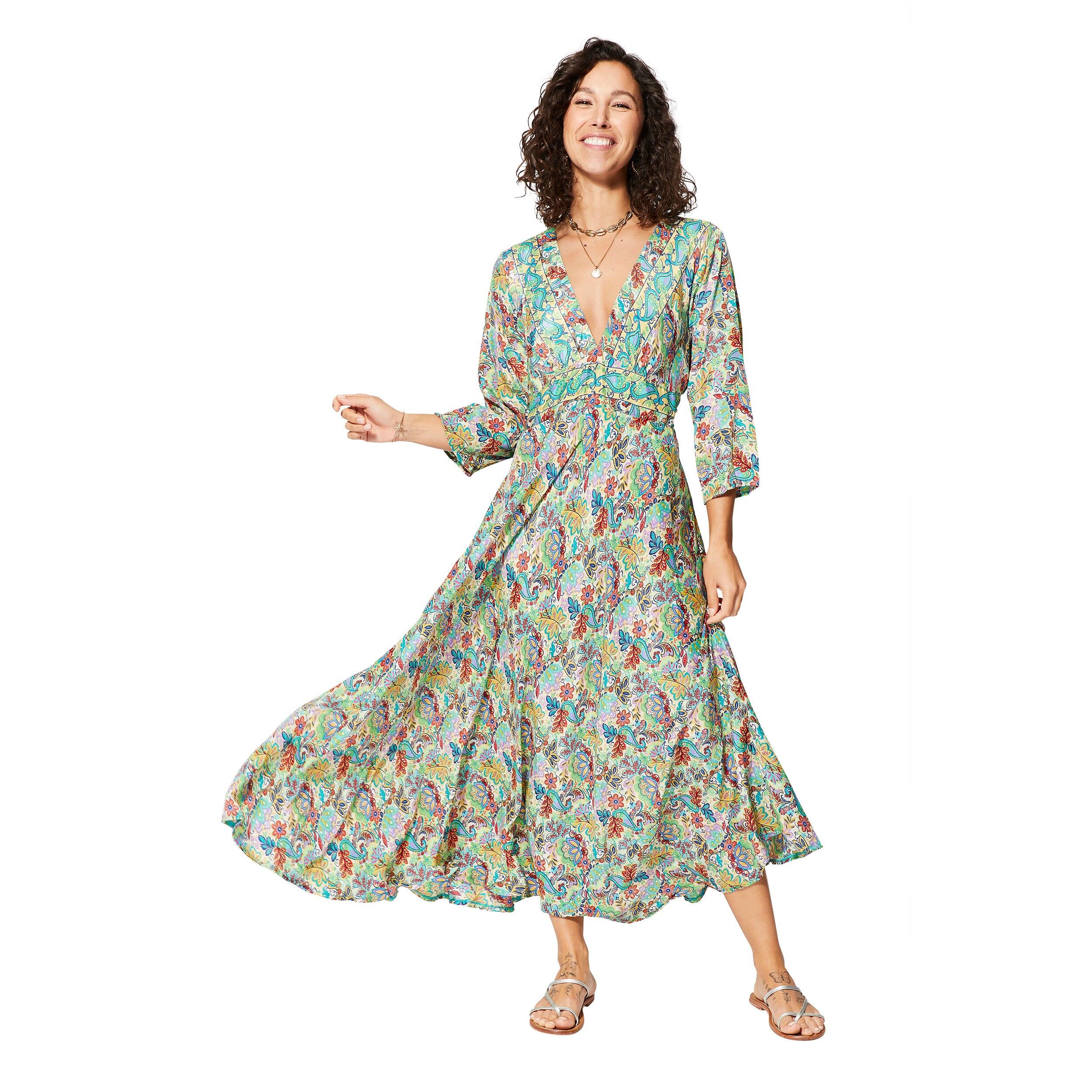 LANGES SOMMERKLEID 3/4 ÄRMEL MAXIPA0664D