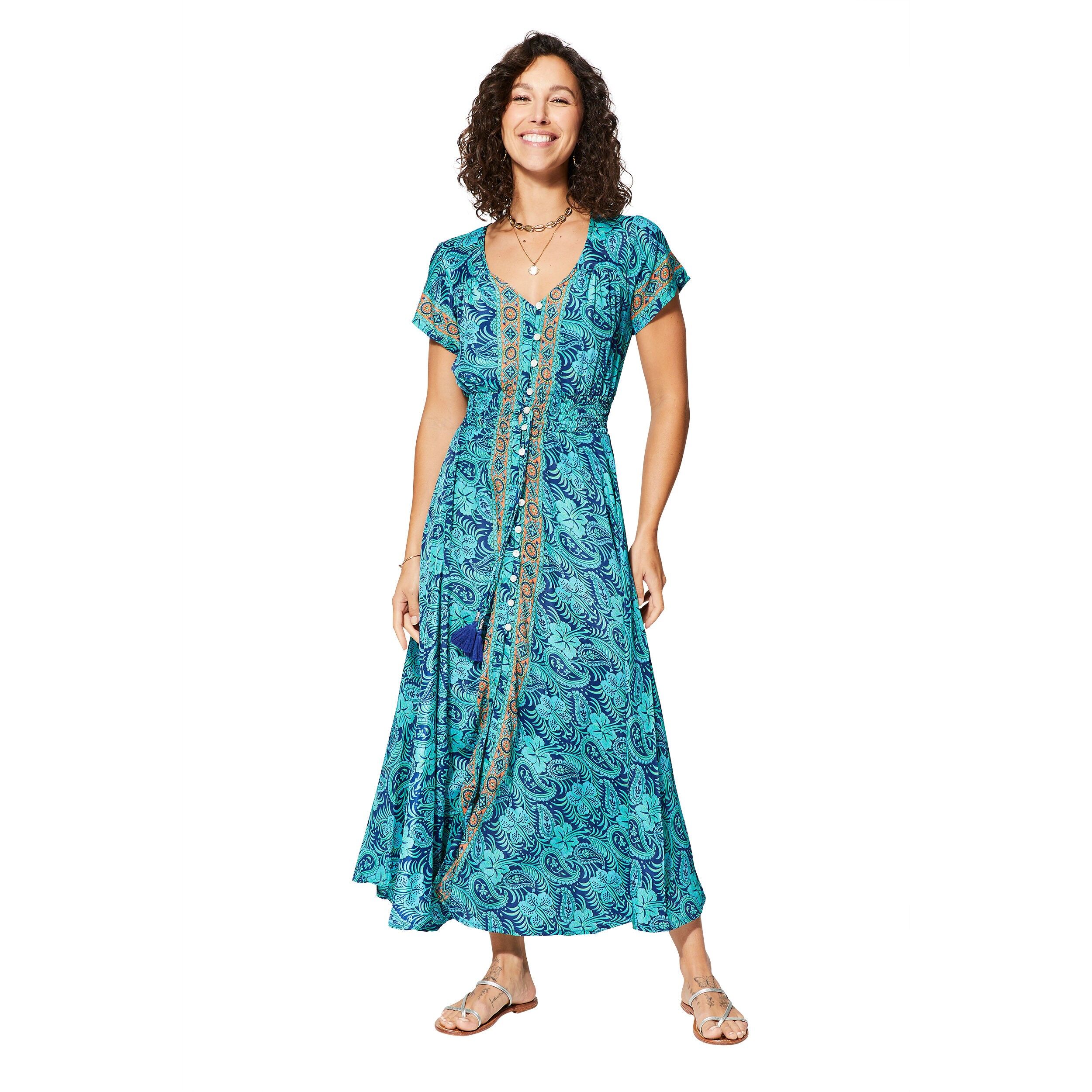 MAXIPA0662F LANGES KURZÄRMELIGES SOMMERKLEID