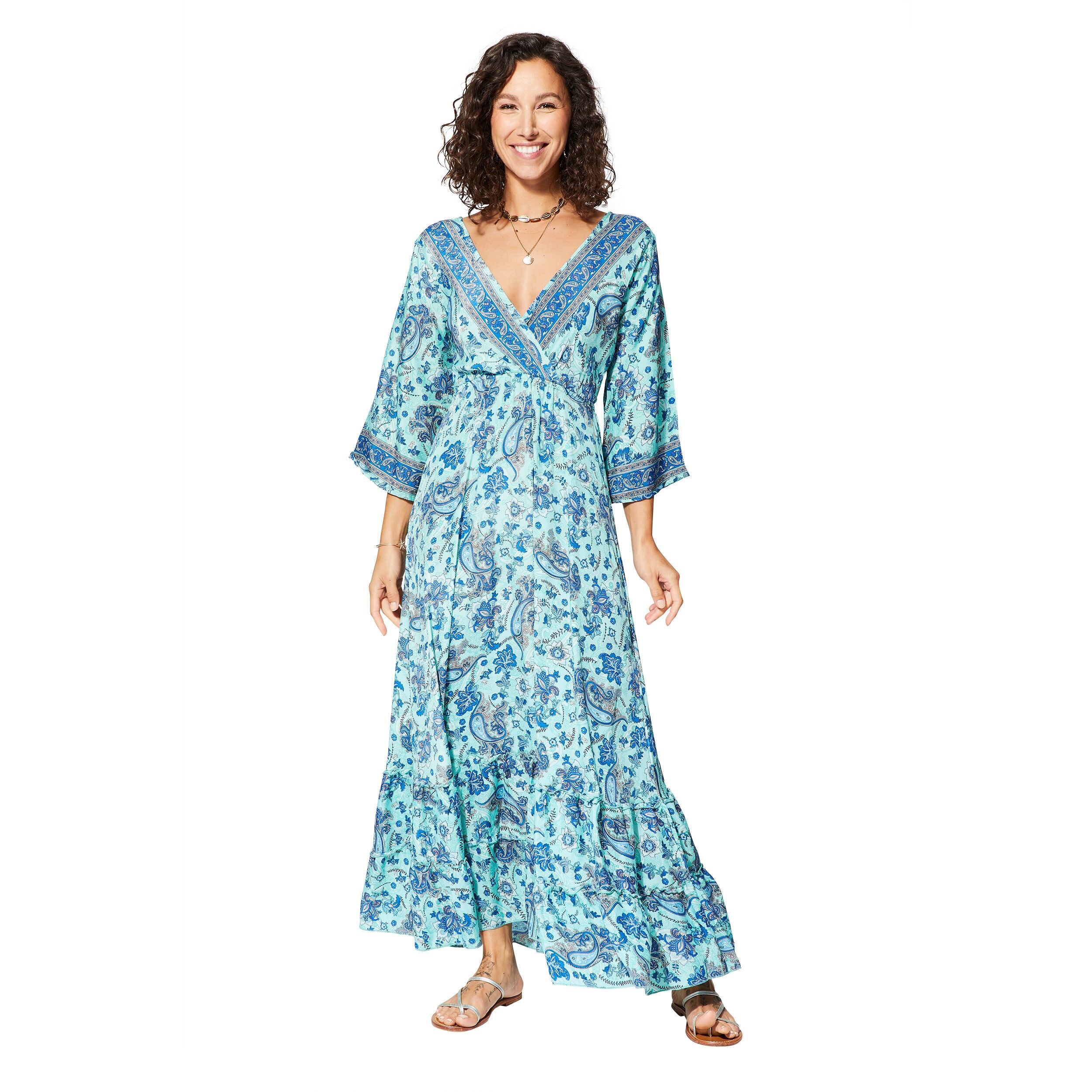 LANGES SOMMERKLEID 3/4 ÄRMEL MAXIPA0666D