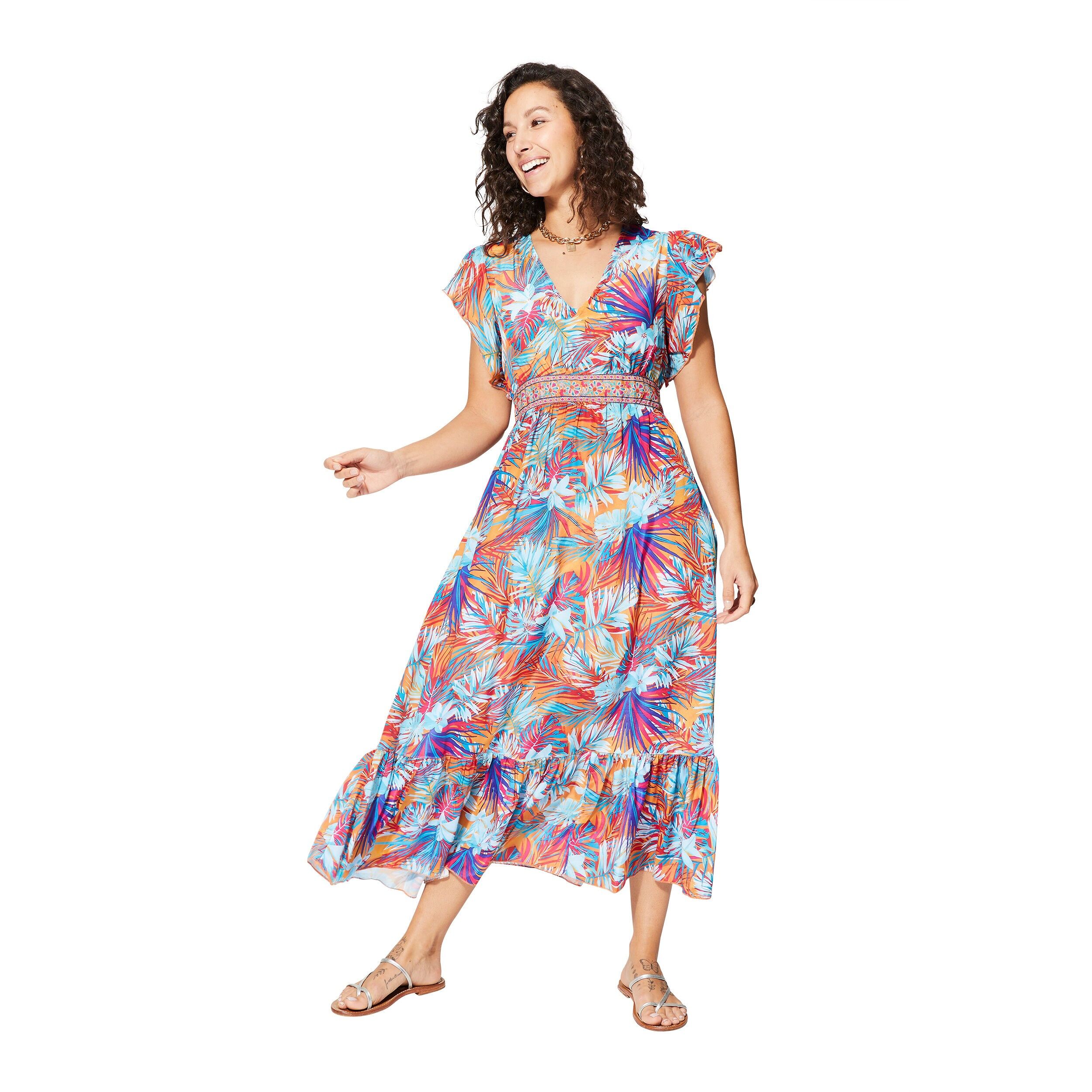 MAXIPA4010G ABITO ESTIVO LUNGO A MANICHE CORTE